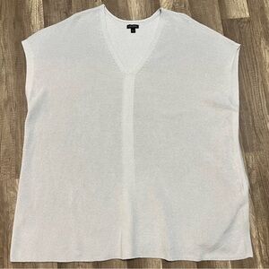 J Jill Sweater Vest 4X Petite Wearever Marble Gray V Neck Ribbed Knit Boxy